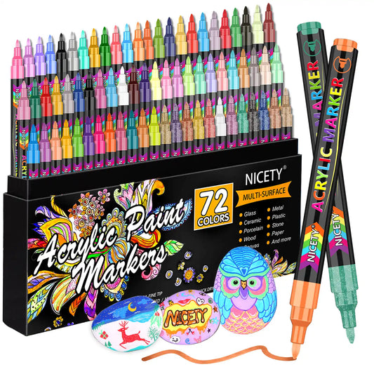 NICETY 72-Color Direct-Ink Acrylic Paint Marker Set