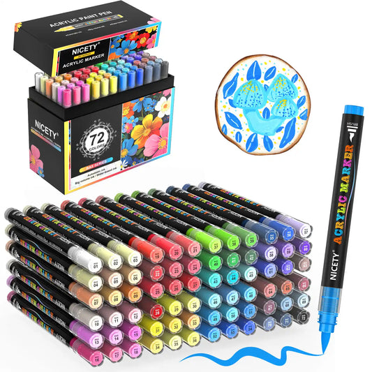 NICETY 72-Color Direct-Ink Acrylic Paint Marker Set