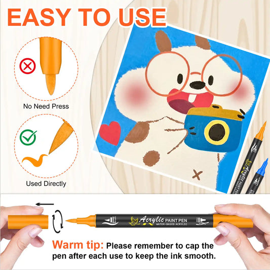 NICETY 128-Color Dual-Tip Acrylic Paint Markers with Carry Bag