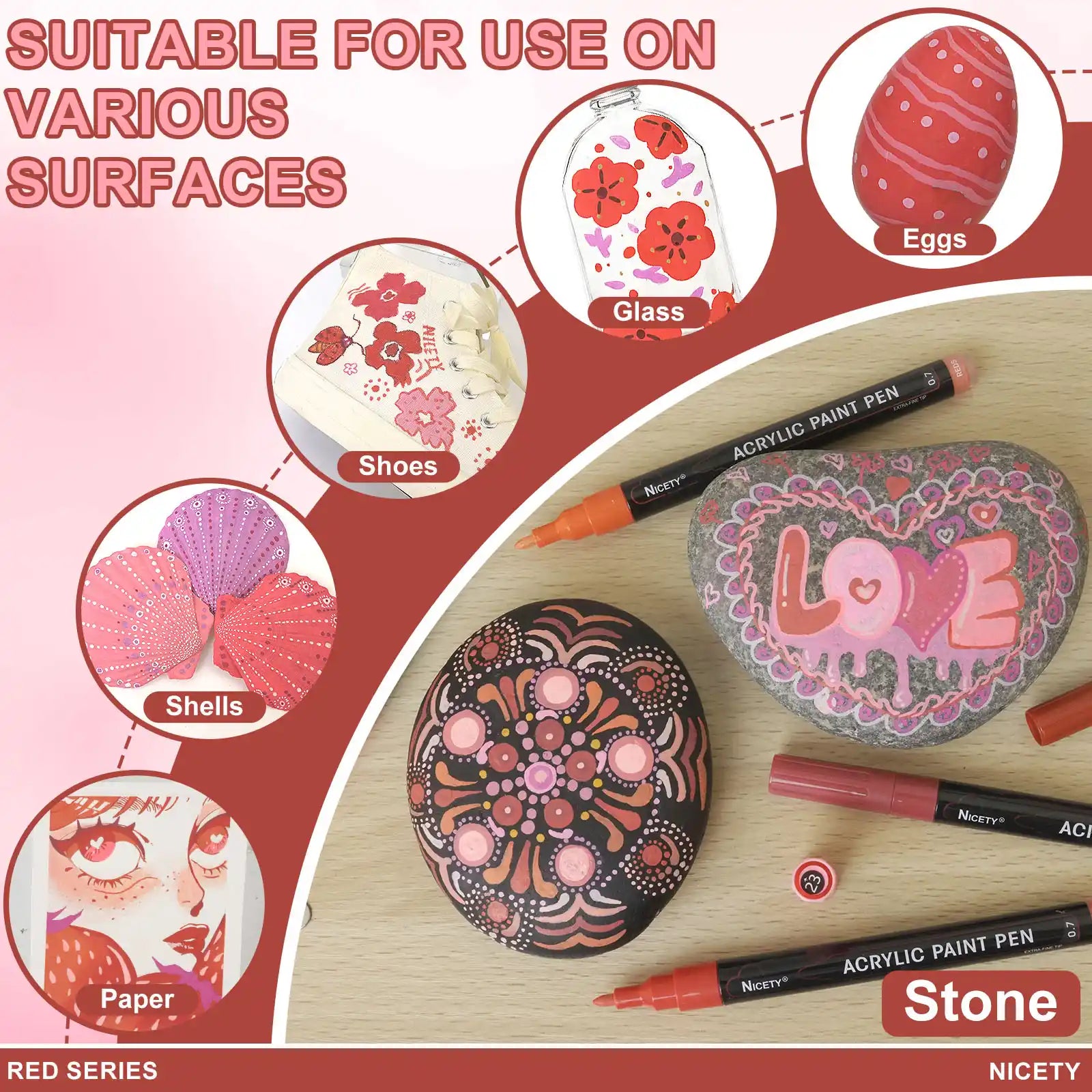 Nicety 30-Color Acrylic Marker Red Art Painting Set