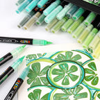 Nicety 32 Colors Acrylic Paint Pens, Green Tones, Direct Liquid Ink, Art Markers Set for Painting