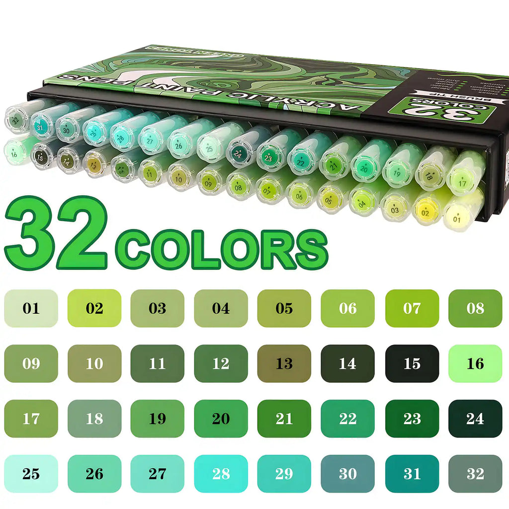 NICETY 32 P Green-Tone Acrylic Paint Markers (Gift Packaging)