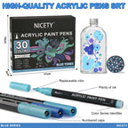 Nicety 30-Color Acrylic Marker Blue Art Painting Set