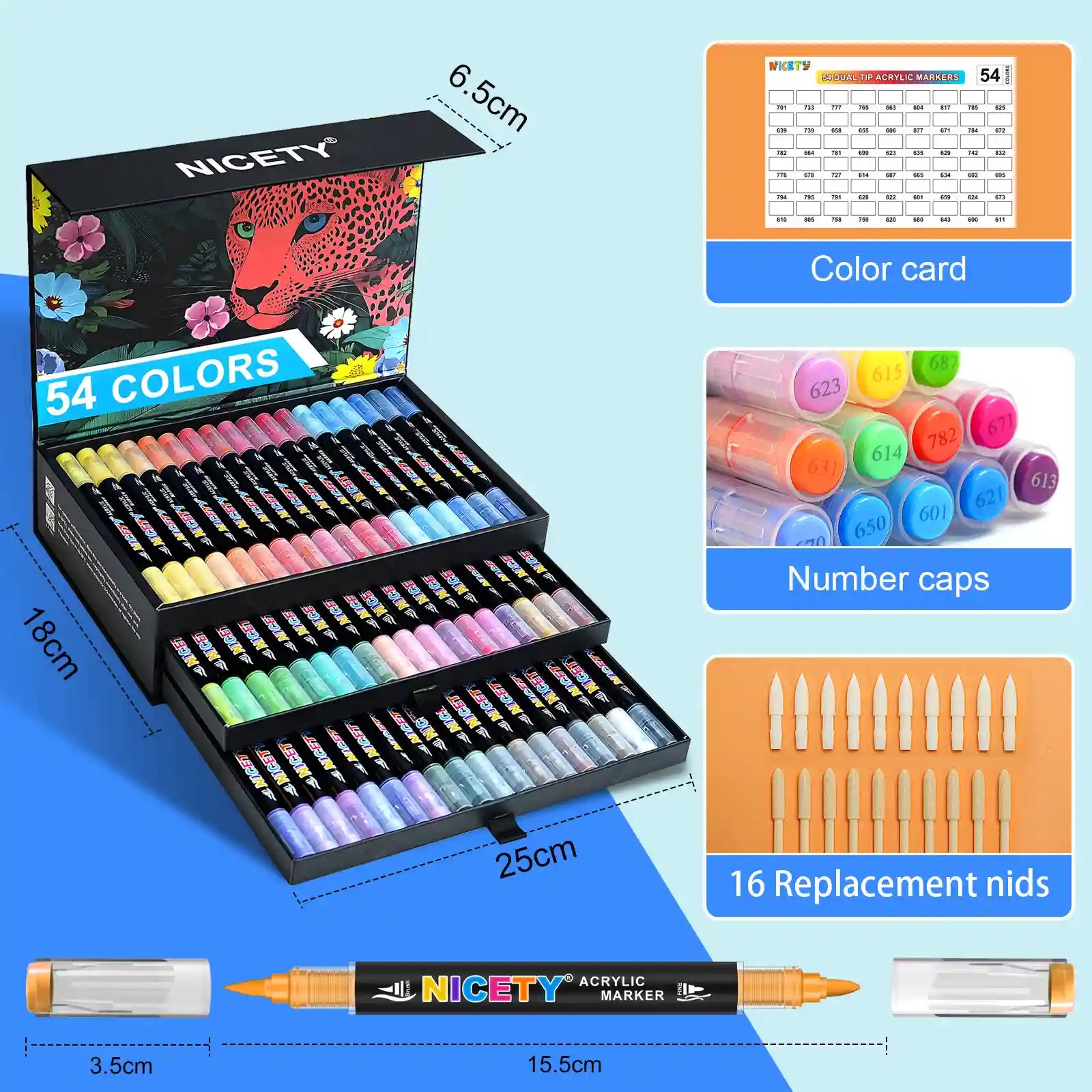 NICETY 54 Dual-Tip Markers for Drawing & Art