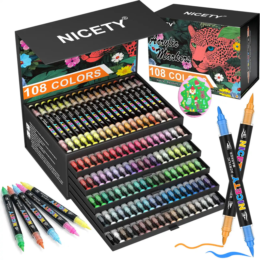 NICETY 108 Dual-Tip Markers for Drawing & Art