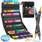 Nicety 128 Colors Dual Tip Acrylic Paint Pens Set, Quick Dry Waterproof Art Markers for Drawing & Crafts