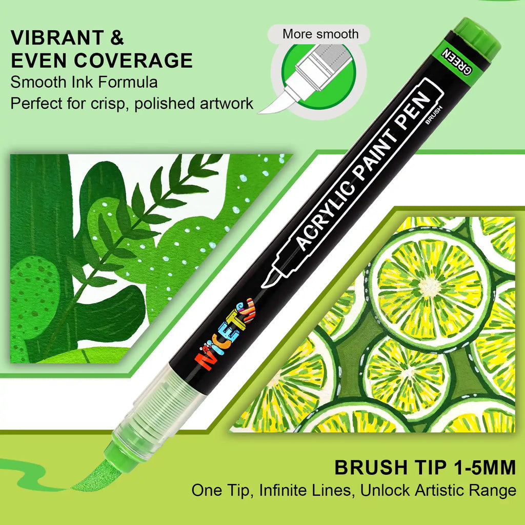 NICETY 32 P Green-Tone Acrylic Paint Markers (Gift Packaging)