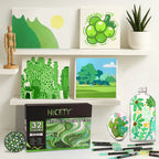 Nicety 32 Colors Acrylic Paint Pens, Green Tones, Direct Liquid Ink, Art Markers Set for Painting