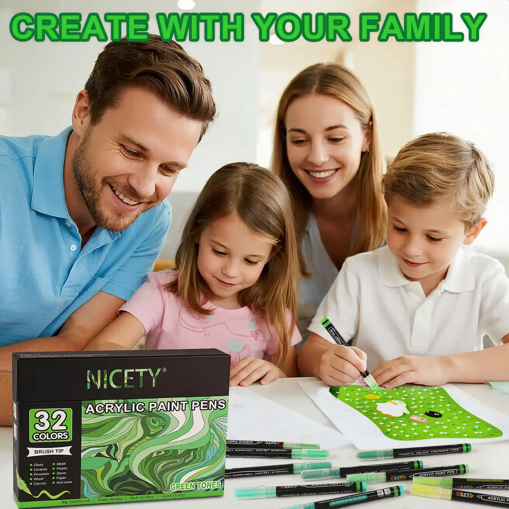 NICETY 32 P Green-Tone Acrylic Paint Markers (Gift Packaging)