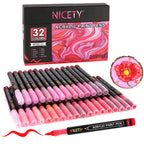 Nicety 32 Colors Acrylic Paint Pens, Red Tones, Direct Liquid Ink, Art Markers Set for Painting