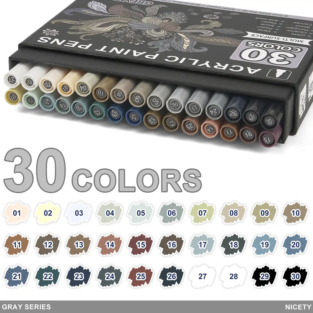NICETY 30 P Grey-Tone Acrylic Paint Markers