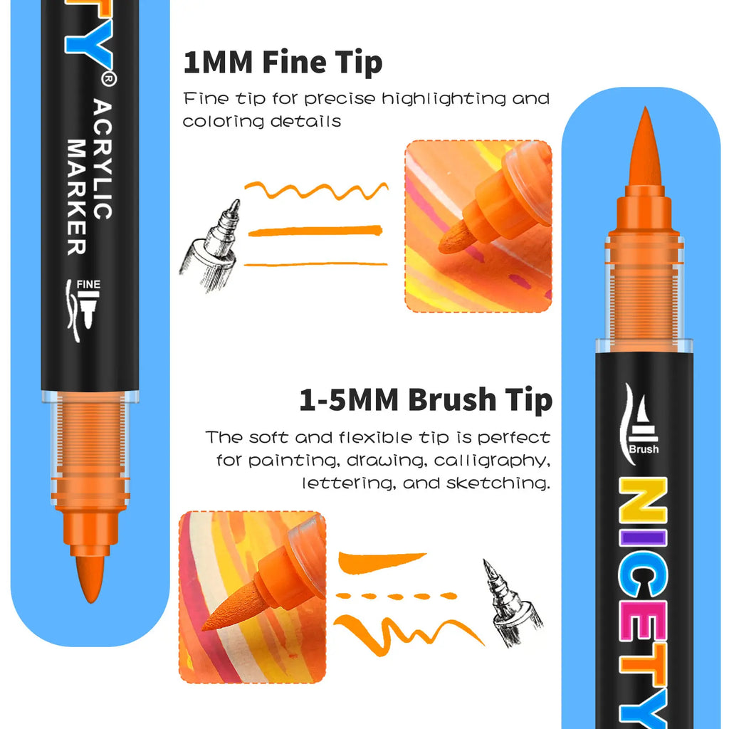 NICETY 108 Dual-Tip Markers for Drawing & Art