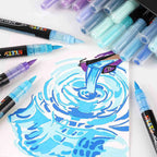 Nicety 32 Colors Acrylic Paint Pens, Blue Tones, Direct Liquid Ink, Art Markers Set for Painting