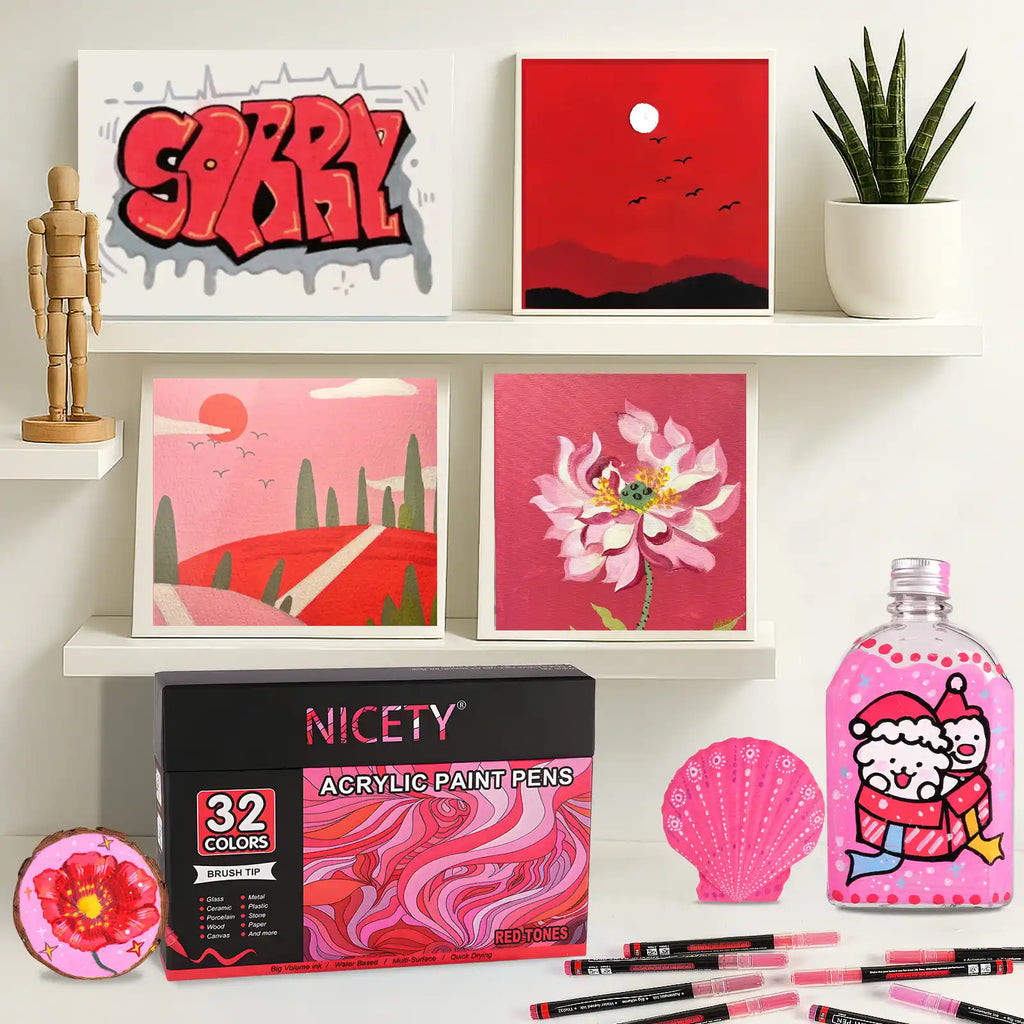 NICETY 32 P Red-Tone Acrylic Paint Markers (Gift Packaging)