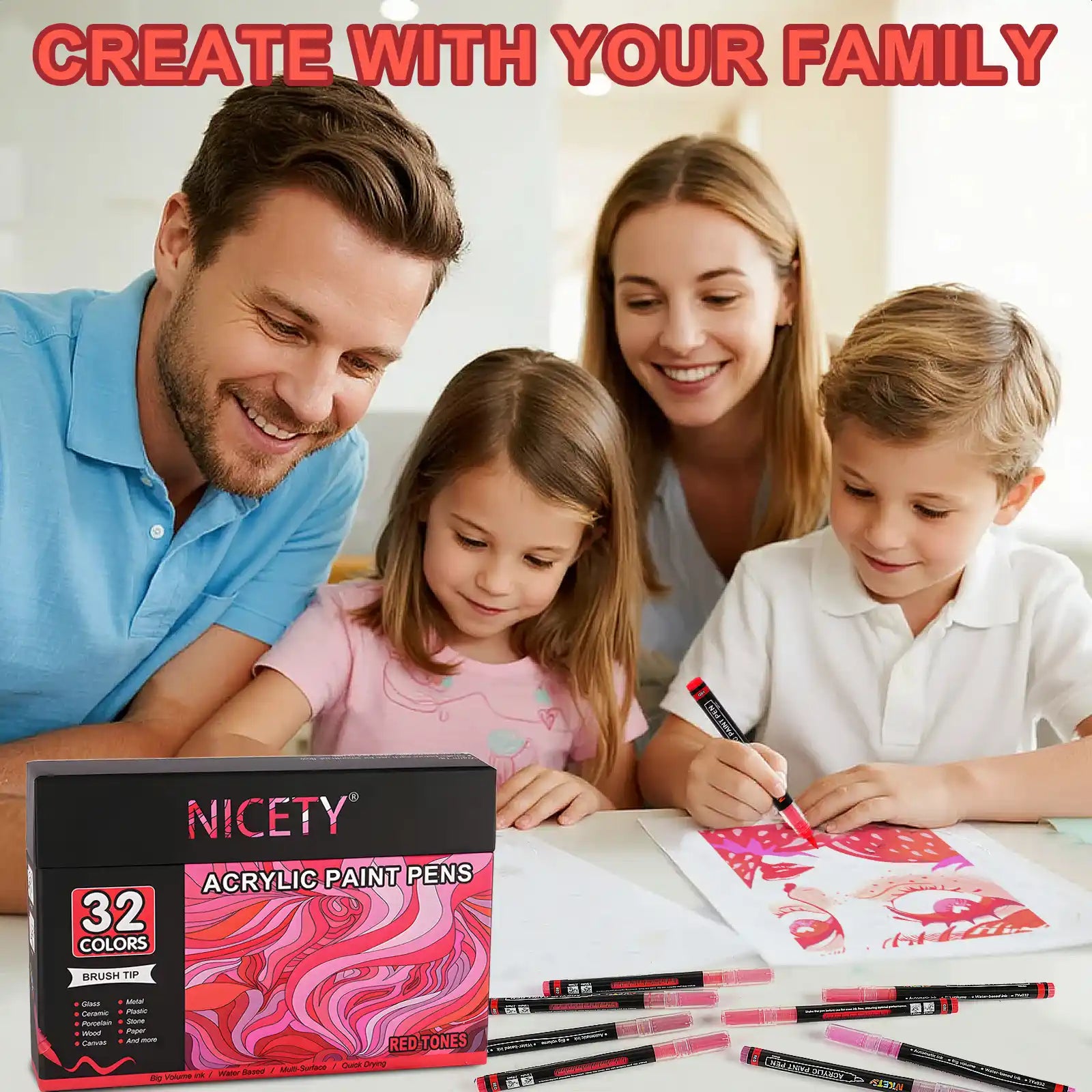 NICETY 32 P Red-Tone Acrylic Paint Markers (Gift Packaging)