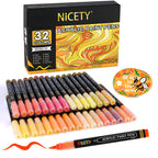 Nicety 32 Colors Acrylic Paint Pens, Yellow Tones, Direct Liquid Ink, Art Markers Set for Painting