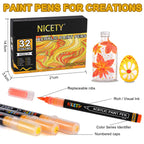 Nicety 32 Colors Acrylic Paint Pens, Yellow Tones, Direct Liquid Ink, Art Markers Set for Painting