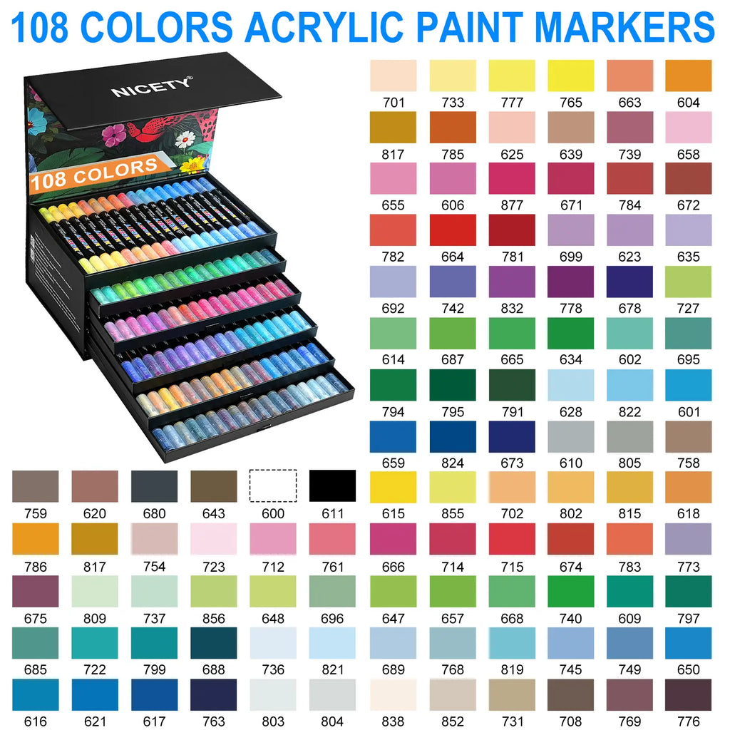 NICETY 108 Dual-Tip Markers for Drawing & Art