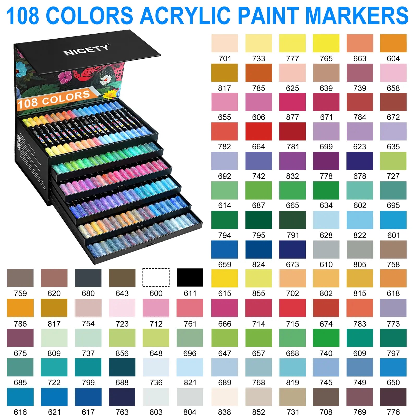 NICETY 108 Dual-Tip Markers for Drawing & Art