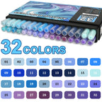 Nicety 32 Colors Acrylic Paint Pens, Blue Tones, Direct Liquid Ink, Art Markers Set for Painting
