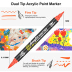 Nicety 60 Colors Dual Tip Acrylic Paint Pens Set, Quick Dry Waterproof Art Markers for Drawing & Crafts