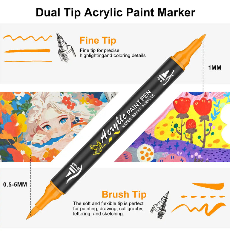 NICETY 128-Color Dual-Tip Acrylic Paint Markers with Carry Bag