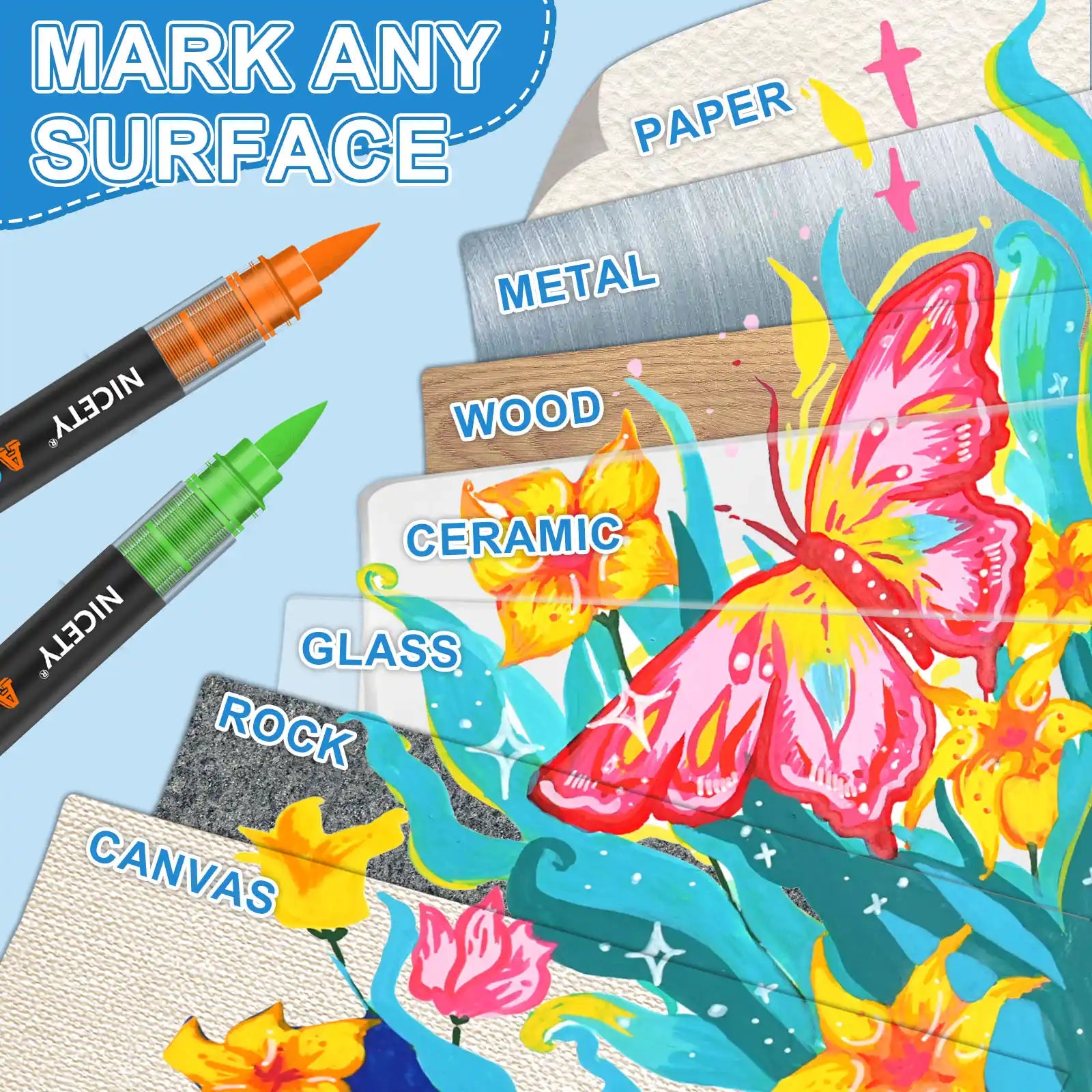 NICETY 264-Color Direct-Ink Acrylic Paint Marker Set