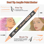 Nicety 32 Colors Dual Tip Acrylic Paint Pens Set, Quick Dry Waterproof Art Markers for Drawing & Crafts