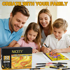 Nicety 32 Colors Acrylic Paint Pens, Yellow Tones, Direct Liquid Ink, Art Markers Set for Painting