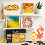 Nicety 32 Colors Acrylic Paint Pens, Yellow Tones, Direct Liquid Ink, Art Markers Set for Painting