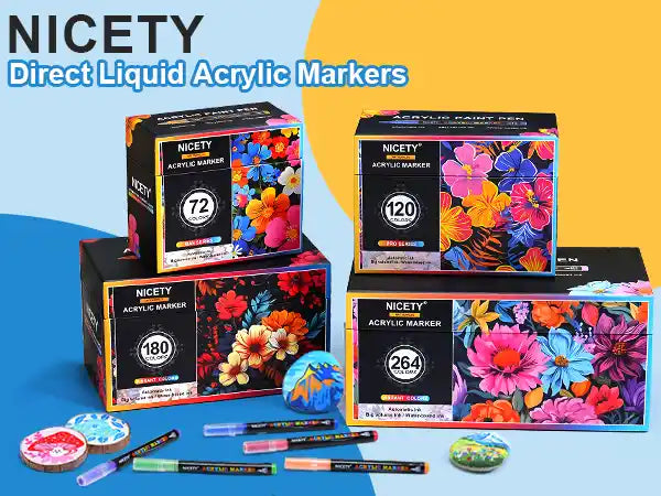 Nicety 72 Colors Single Tip Acrylic Paint Pens Set, Quick Dry Waterproof Art Markers for Drawing, Painting & Crafts