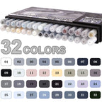 Nicety 32 Colors Acrylic Paint Pens, Grey Tones, Direct Liquid Ink, Art Markers Set for Painting