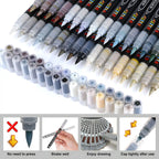 Nicety 32 Colors Acrylic Paint Pens, Grey Tones, Direct Liquid Ink, Art Markers Set for Painting
