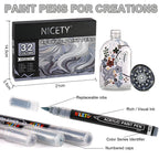 Nicety 32 Colors Acrylic Paint Pens, Grey Tones, Direct Liquid Ink, Art Markers Set for Painting