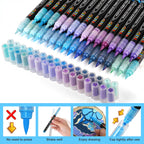 Nicety 32 Colors Acrylic Paint Pens, Blue Tones, Direct Liquid Ink, Art Markers Set for Painting