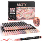 Nicety 32 Colors Acrylic Paint Pens, Skin Tones Tones, Direct Liquid Ink, Art Markers Set for Painting
