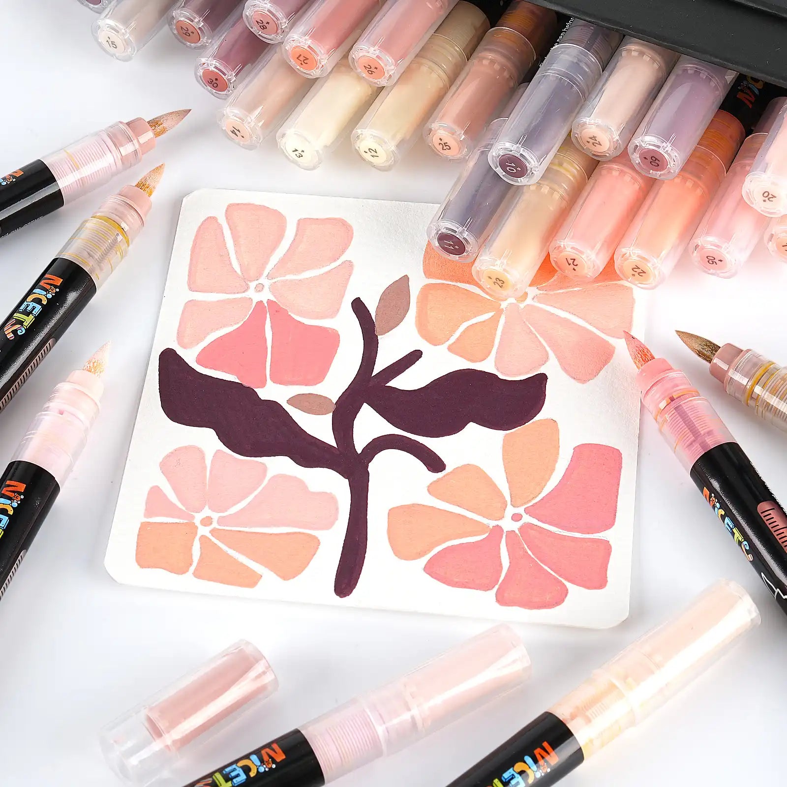 Nicety 32 Colors Acrylic Paint Pens, Skin Tones Tones, Direct Liquid Ink, Art Markers Set for Painting