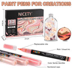 Nicety 32 Colors Acrylic Paint Pens, Skin Tones Tones, Direct Liquid Ink, Art Markers Set for Painting