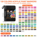 NICETY 128-Color Dual-Tip Acrylic Paint Markers with Carry Bag