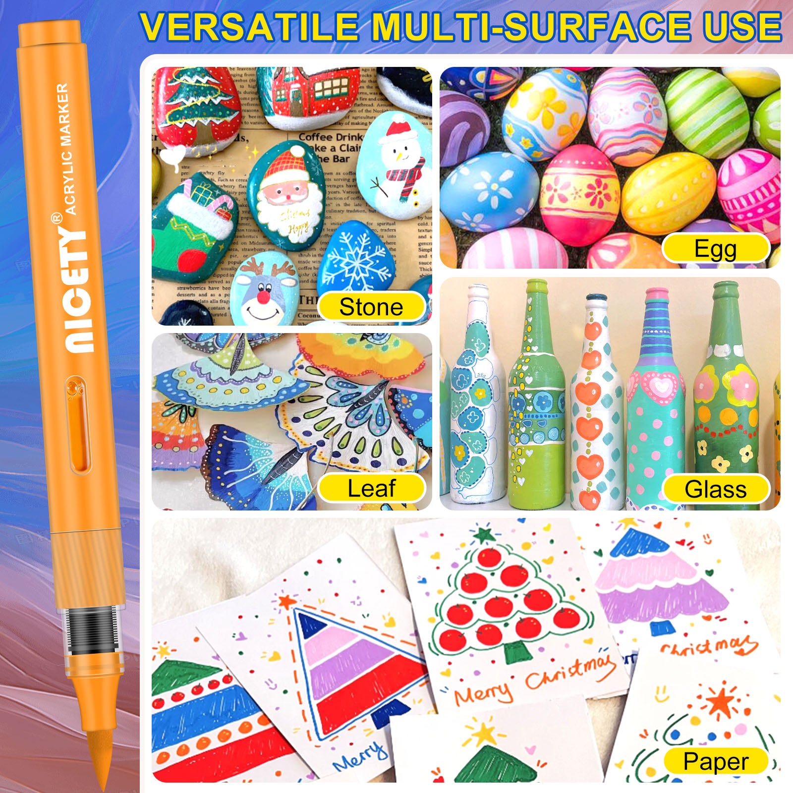 NICETY 84 Colors Acrylic Paint Markers – Premium Set with Soft Brush Tips