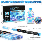 Nicety 32 Colors Acrylic Paint Pens, Blue Tones, Direct Liquid Ink, Art Markers Set for Painting