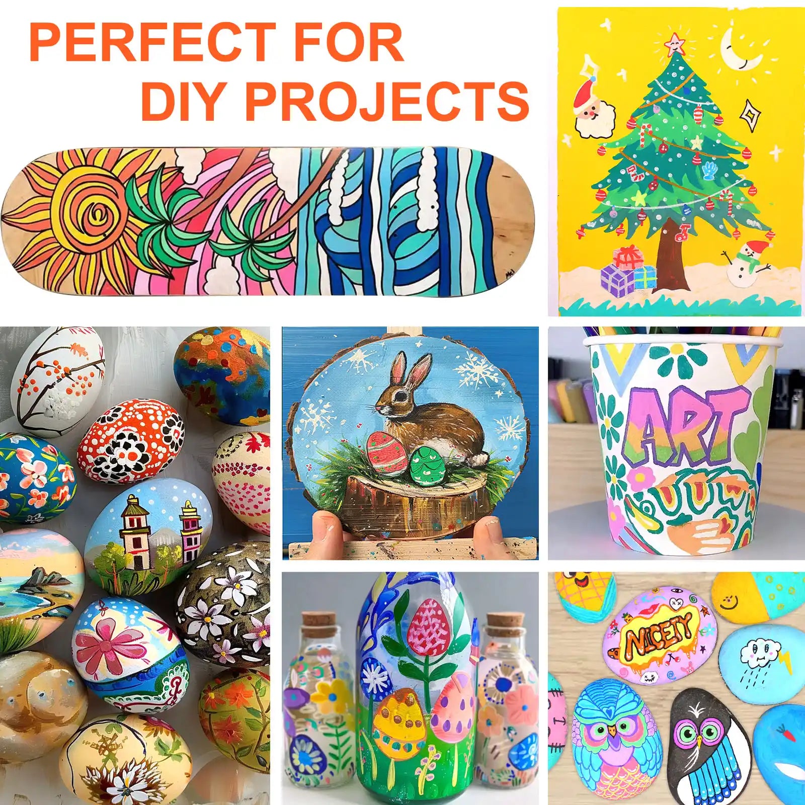 NICETY 128-Color Dual-Tip Acrylic Paint Markers with Carry Bag