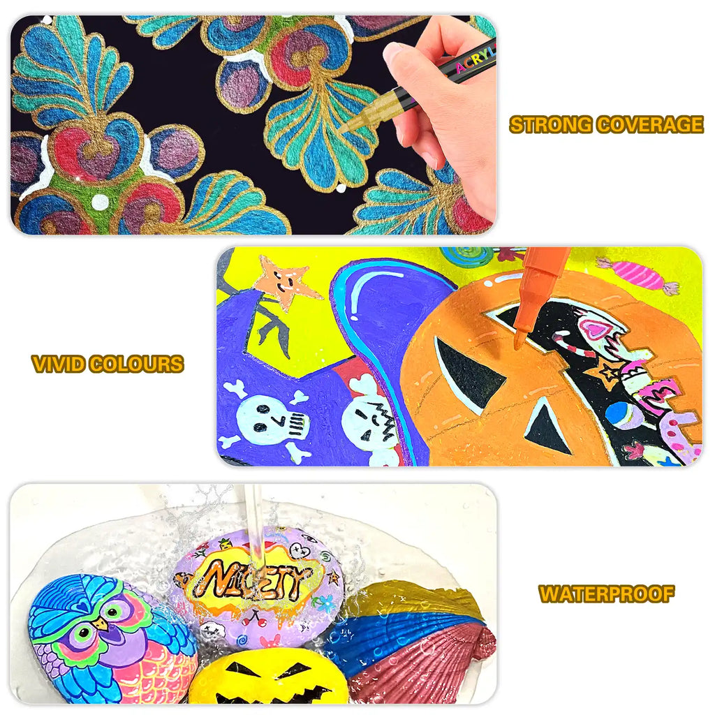 NICETY 136-Color Dual-Tip Acrylic Paint Markers with Carry Bag