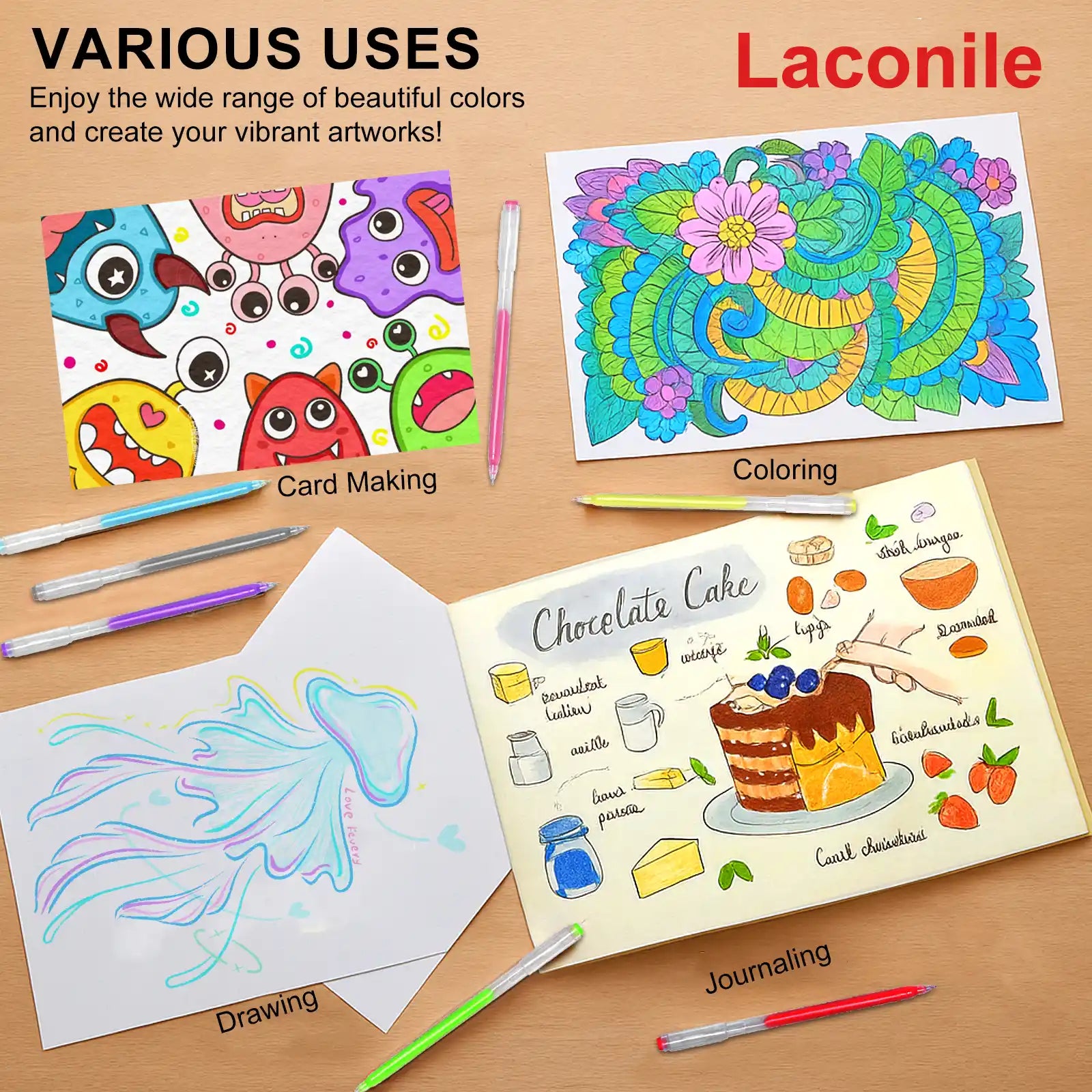 NICETY 168-Color Gel Ink Pens – 0.5mm Fine Tip Set for Art & Notes