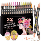 Nicety 32 Colors Dual Tip Acrylic Paint Pens Set, Quick Dry Waterproof Art Markers for Drawing & Crafts