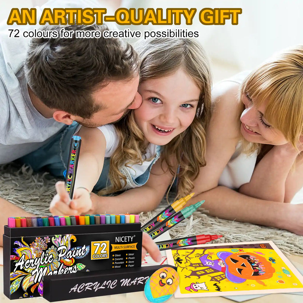 NICETY 72-Color Direct-Ink Acrylic Paint Marker Set