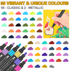 Nicety 58 Colors Single Tip Acrylic Paint Pens Set, Quick Dry Waterproof Art Markers for Drawing, Painting & Crafts
