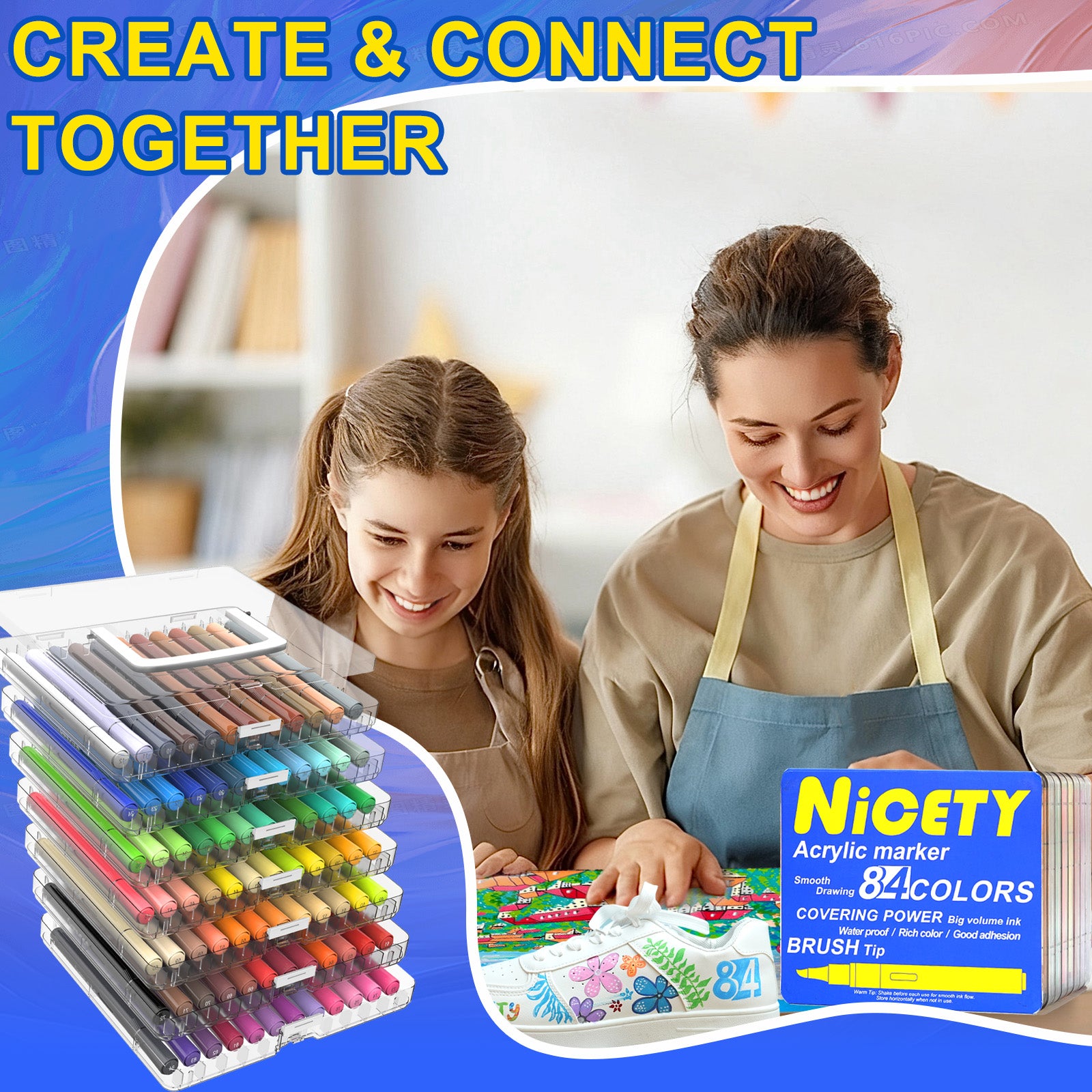 NICETY 84 Colors Acrylic Paint Markers – Premium Set with Soft