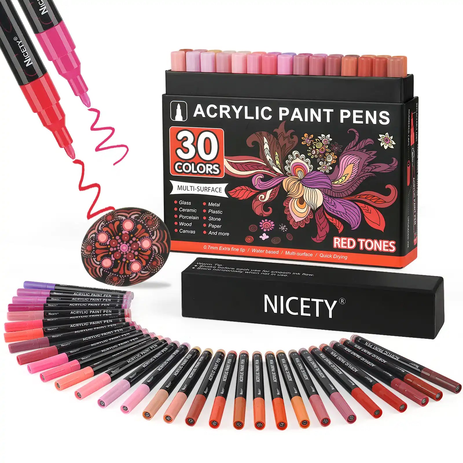 Nicety 30-Color Acrylic Marker Red Art Painting Set