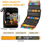 Nicety 100 Colors Single Tip Acrylic Paint Pens Set, Quick Dry Waterproof Art Markers for Drawing, Painting & Crafts